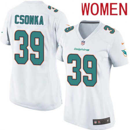 Women Miami Dolphins #39 Larry Csonka Nike White Game NFL Jersey->women nfl jersey->Women Jersey